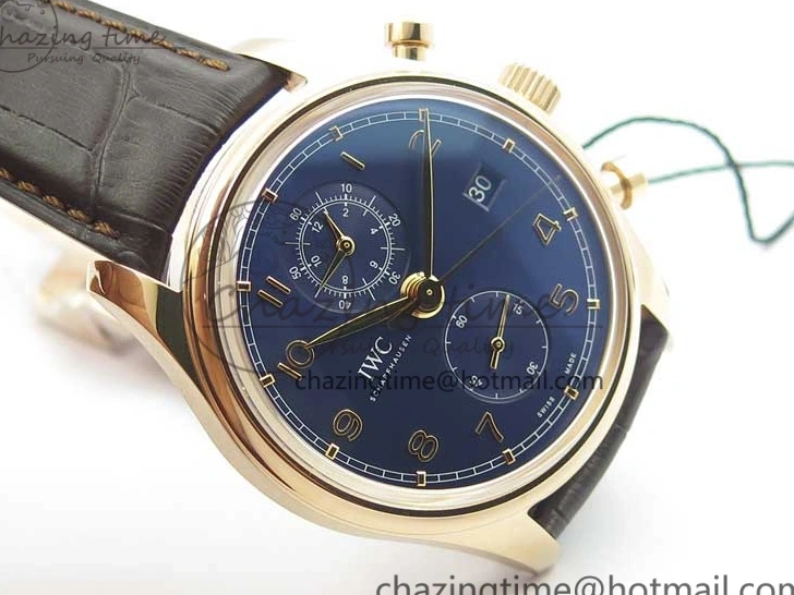 MIROTIME 0108 Portugieser Chrono  42 IW390406 RG ZF 1:1 Best Edition Blue Dial on Brown Leather Strap A Durable 7129